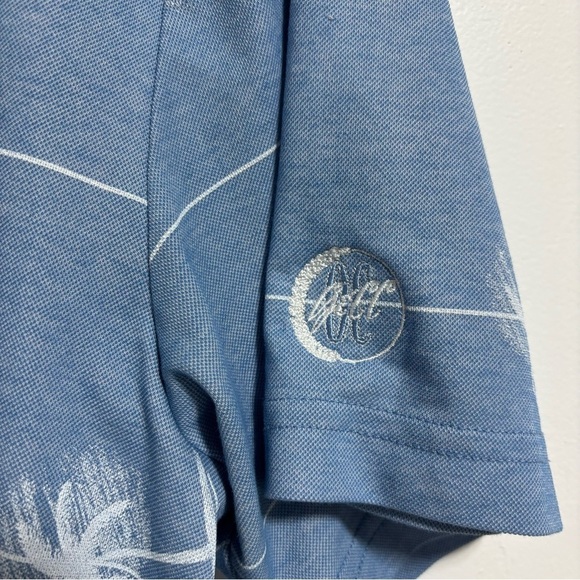 Travis Mathew Short Sleeve Men Golf Polo Size Large Blue Palm Tree Embroidered - Picture 2 of 10